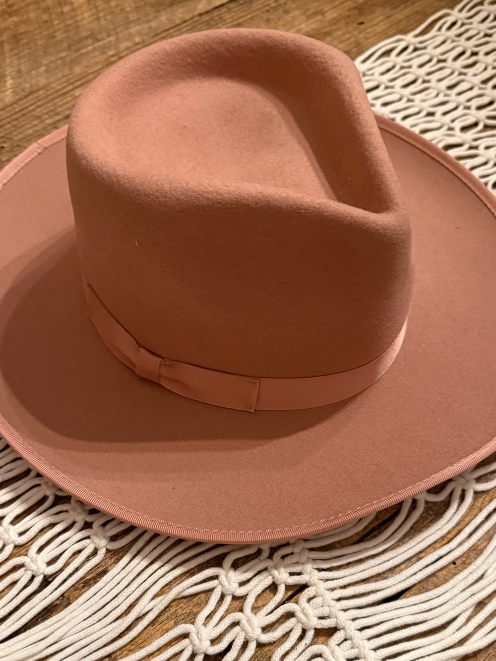 GIGI PIP Wide Brim Felt Fedora Hat - Dusty Pink